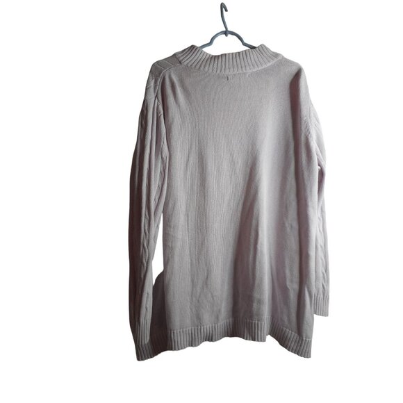 Woman Within 26/28 2x Zip Henley collared cable knit Lilac Sweater cotton V-neck - Picture 3 of 3